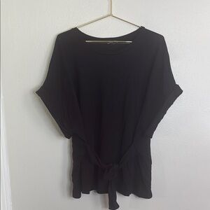 Express Elegant Black Tie-Front Blouse